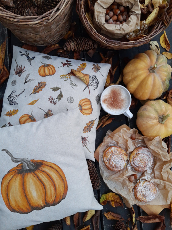 obliečka na vank&uacute;&scaron; s tekvičkami