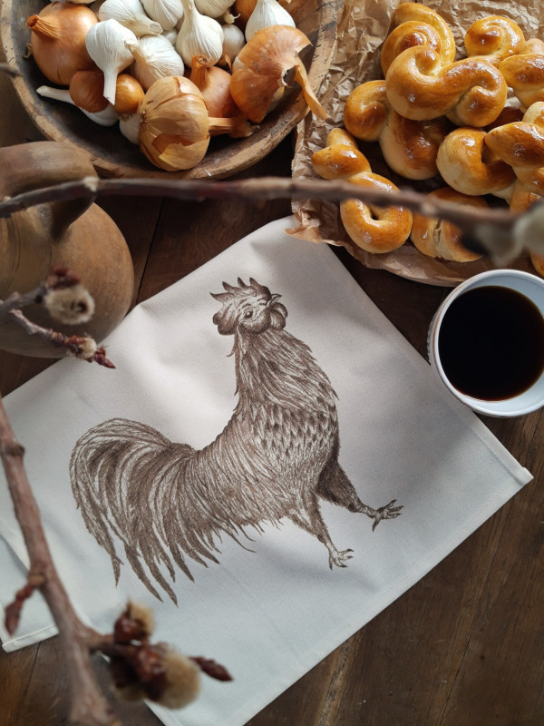 Ľanov&aacute; utierka  s jesenn&yacute;mi kvetmi