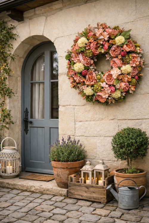 Luxusn&yacute; veniec zemit&eacute; farby 80cm 