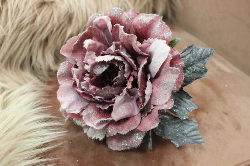 Bordovo- ružová ruža s glitrom 