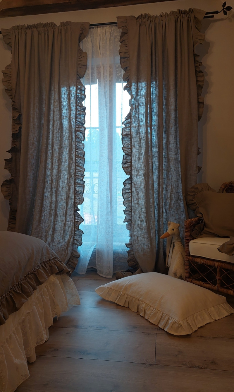 Ľanové závesy ľanová hnedá  /Old Linen set 2 kusy  