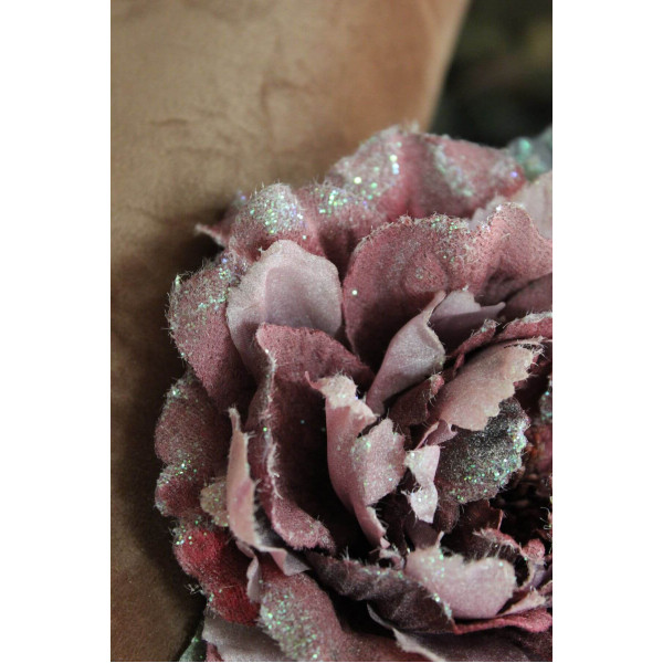 Bordovo- ružová ruža s glitrom 