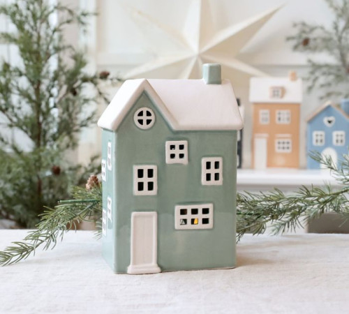 mentolovo zelen&yacute; keramick&yacute; domček Chamonix