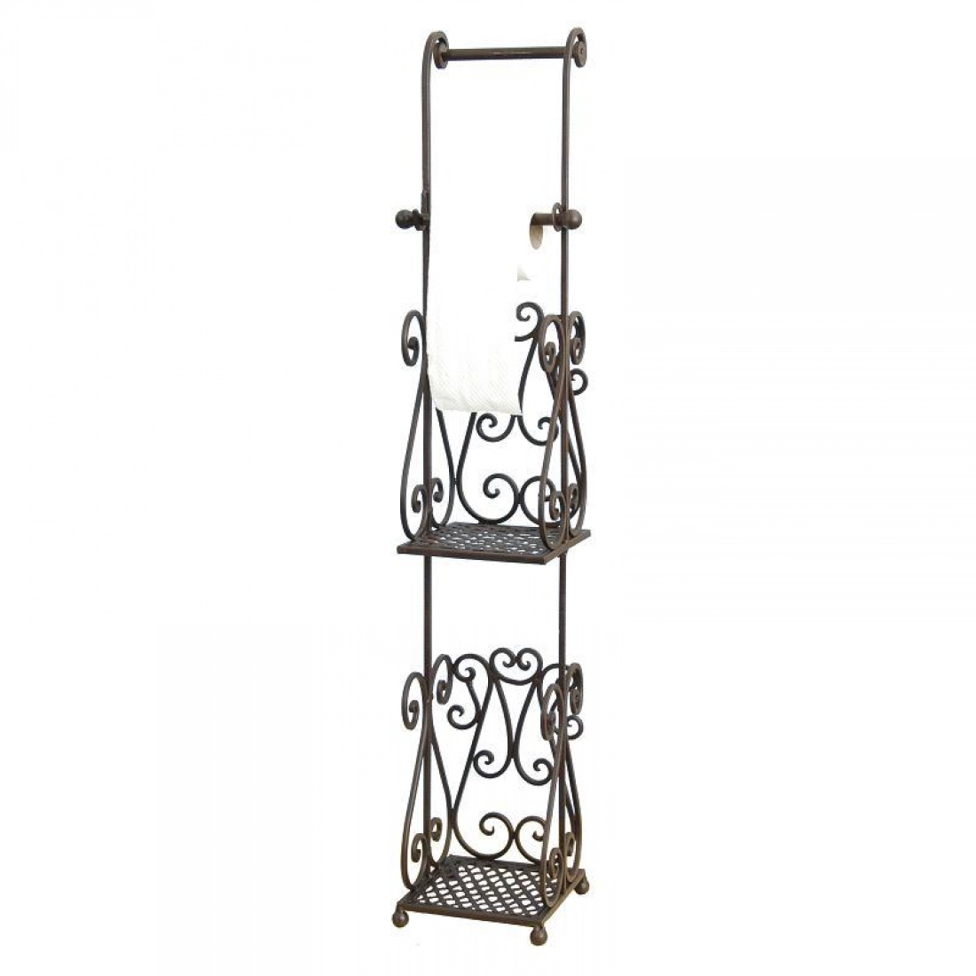 stojan s poličkami a držiakom na toaletn&yacute; papier 