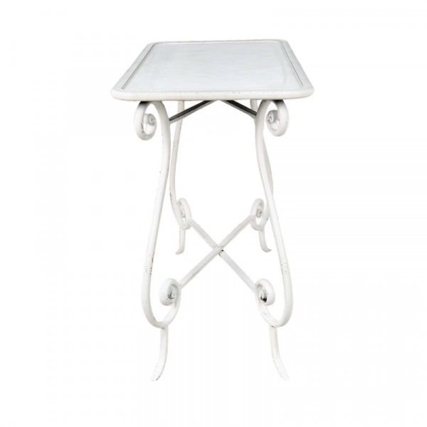 Odkladac&iacute; stol&iacute;k biely kovov&yacute; 