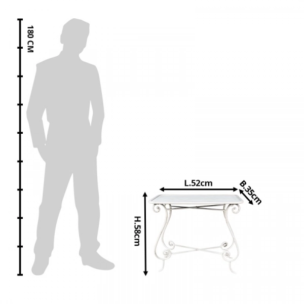 Odkladac&iacute; stol&iacute;k biely kovov&yacute; 