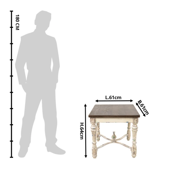 Odkladac&iacute; stol&iacute;k hranat&yacute; patinovan&yacute; 