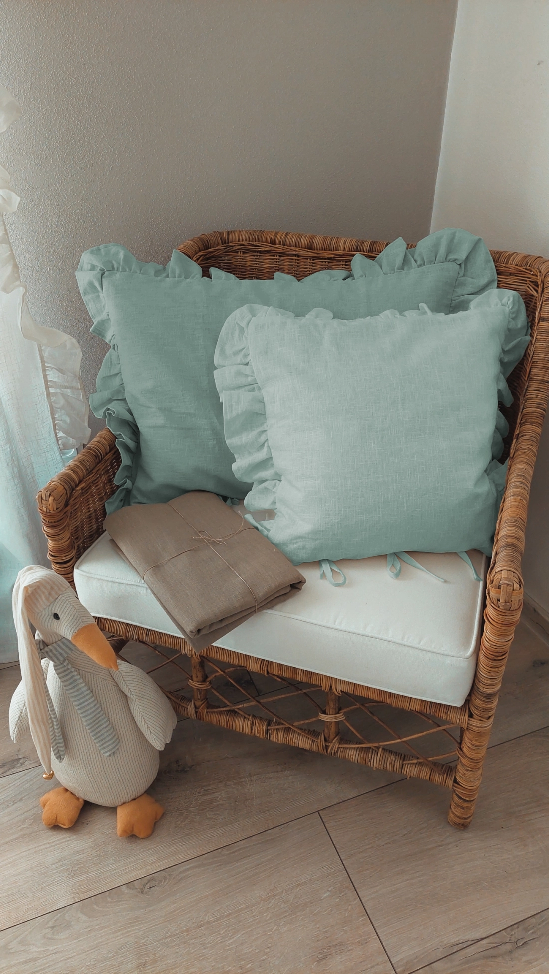 Ľanov&aacute;  obliečka na vank&uacute;&scaron;  Old Green 70*50cm 