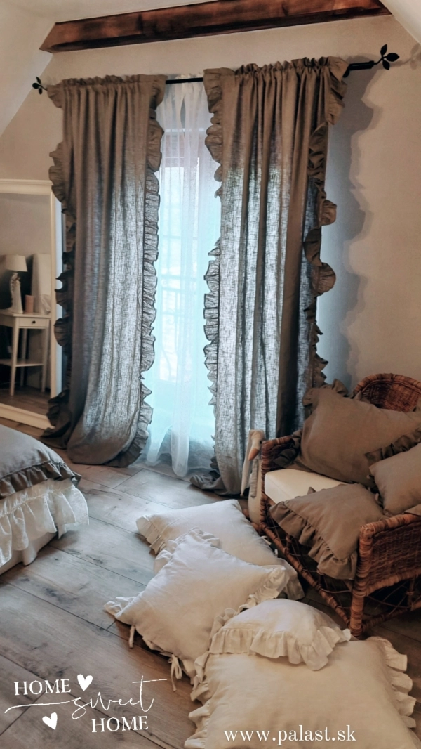 Ľanové závesy ľanová hnedá  /Old Linen set 2 kusy  