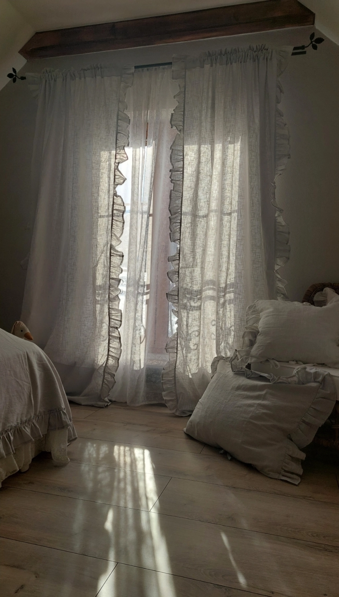 Ľanové závesy svetlá sivá/light grey  set 2 kusy  