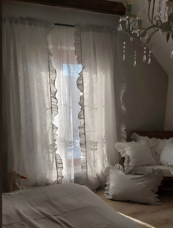 Ľanové závesy svetlá sivá/light grey  set 2 kusy  