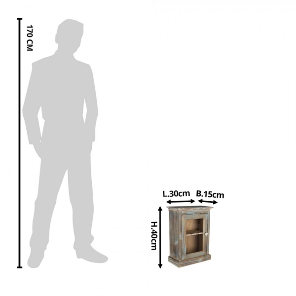 N&aacute;stenn&aacute; skrinka drevo  s modrou patinou