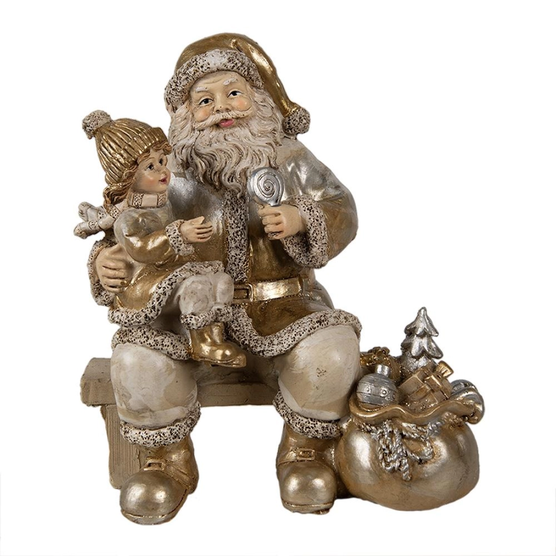 Santa Clause s dietaťkom a darčekmi 