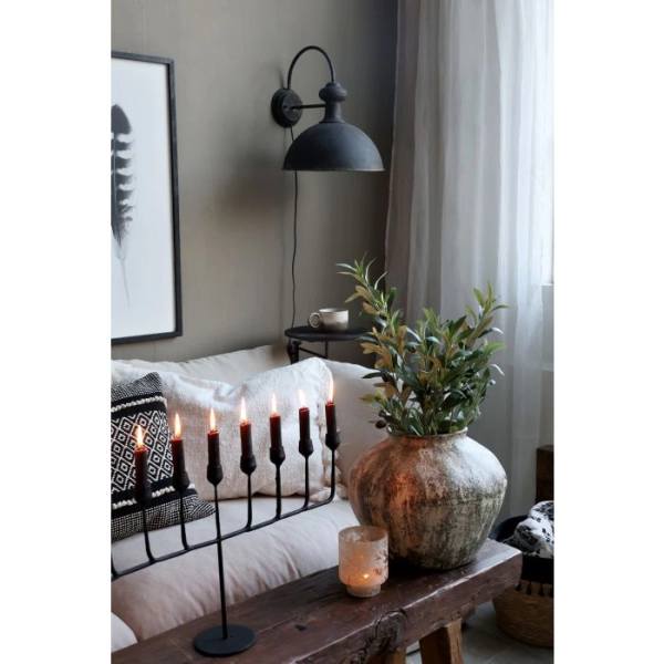 nástenná industriálna  lampa tmavá 