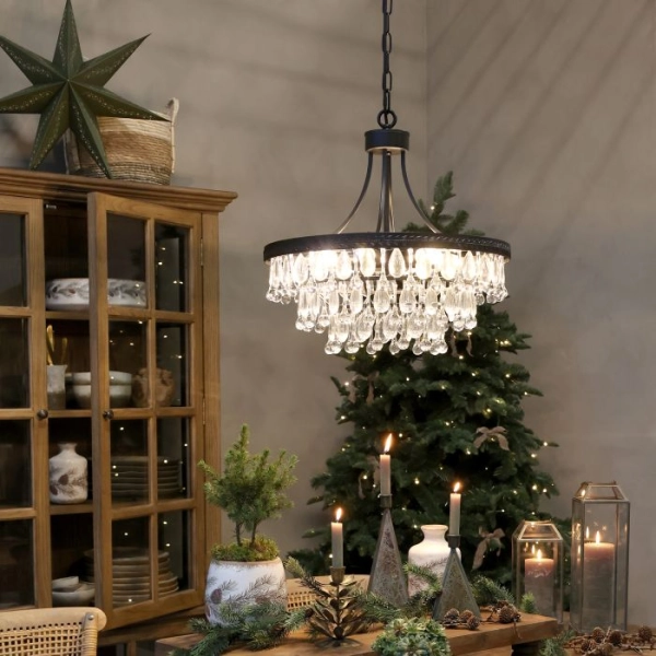 Luster Versailles so sklenen&yacute;mi &scaron;trasmi  v tvare kvapky