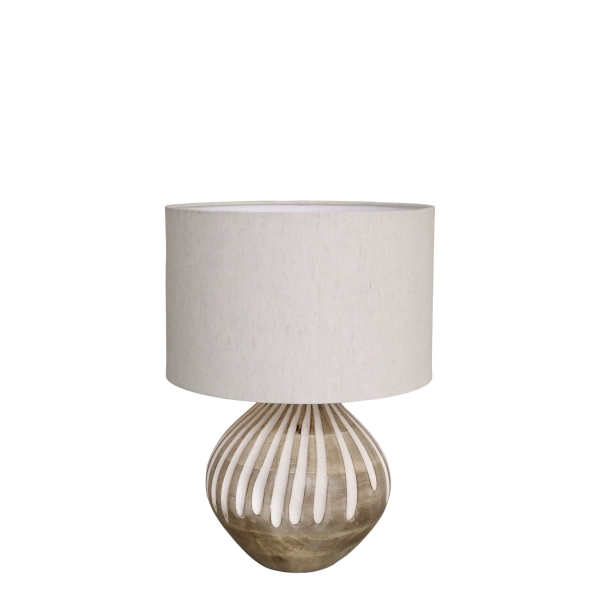 Stolov&aacute; lampa so vzorom a ľanov&yacute;m tienidlom