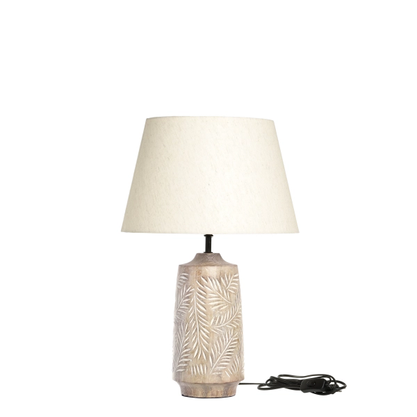 Stolov&aacute; lampa s  drevenou nohou 