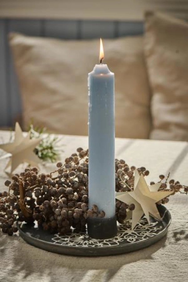 Rustik&aacute;lna sviečka modr&aacute; light blue