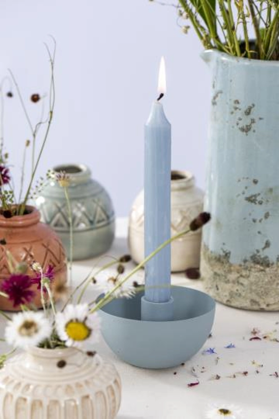 Rustik&aacute;lna sviečka modr&aacute; light blue