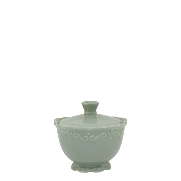 Provence Sugar Bowl &ndash; Porcel&aacute;nov&aacute; cukornička v &scaron;alviovo-zelenej farbe 