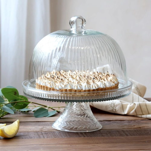 Veľk&aacute; sklenen&aacute; kupola na nohe s br&uacute;sen&yacute;m dekorom