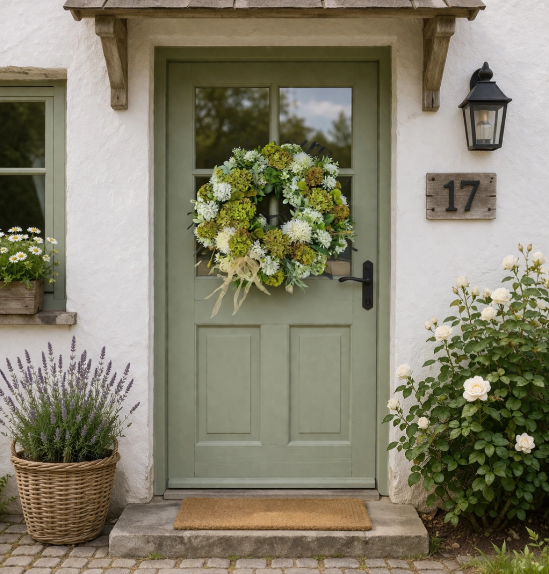 Zeleno - kr&eacute;mov&yacute; veniec  cca 40cm 