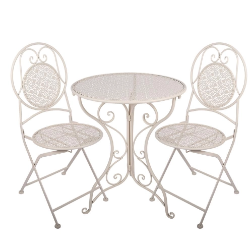 Biely kovov&yacute; bistro set 1+2