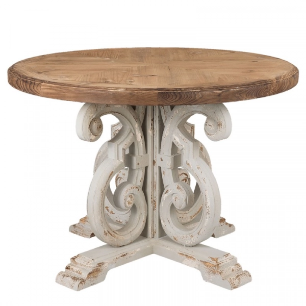 Vintage okr&uacute;hly mas&iacute;vny st&ocirc;l 120cm