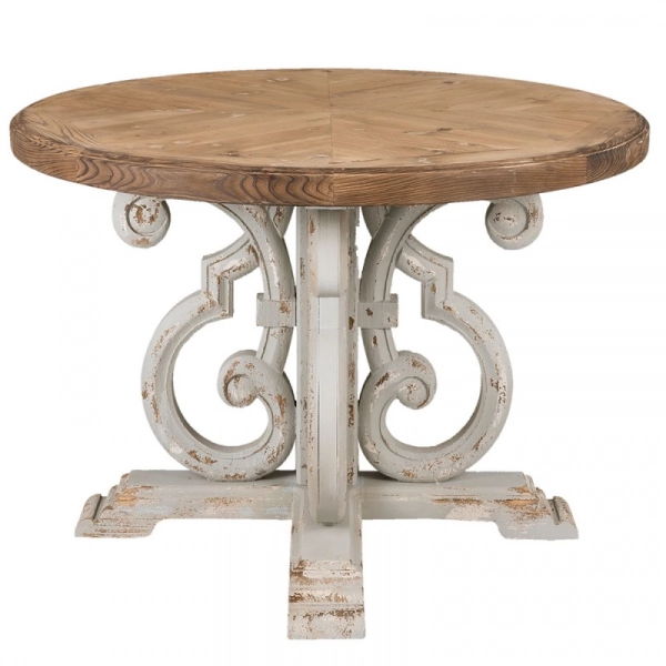 Vintage okr&uacute;hly mas&iacute;vny st&ocirc;l 120cm