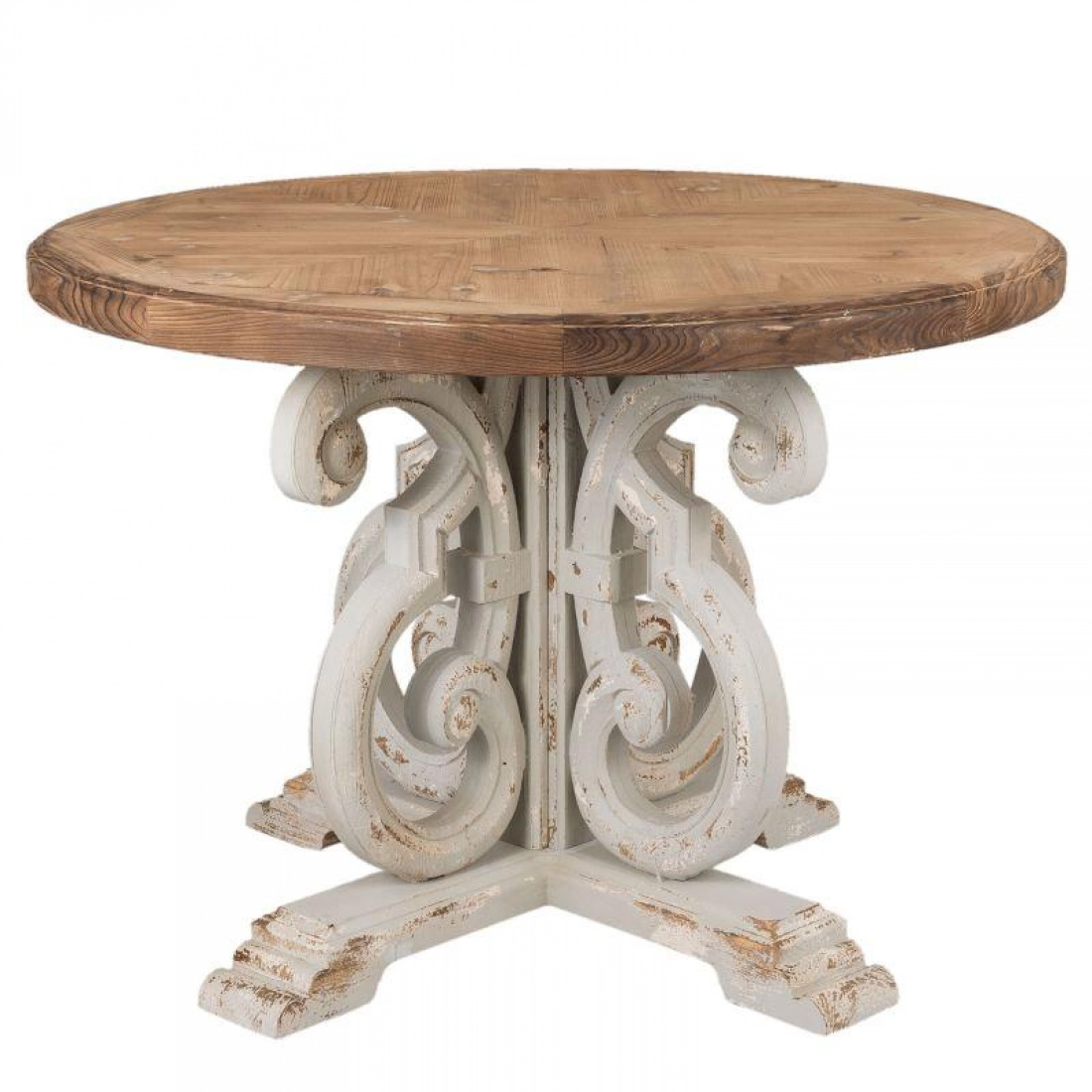 Vintage okr&uacute;hly mas&iacute;vny st&ocirc;l 120cm